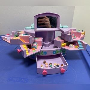 Vintage Polly Pocket Bluebird 1991 Pullout Playhouse Jewelry Box 6 dolls & dog!